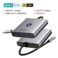 ฮับ USB C 4K 60Hz ORICO USB-C ตัวแปลงแบบหลายพอร์ต6-In-1พร้อม4K HDMI 100W การจ่ายไฟพอร์ตข้อมูล3.0 3 U