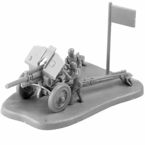 1/72 WWII German PAK40 Anti Tank Gun 1938 M30 Cannon Artillery Building Kit Static Scenario 4D Plast