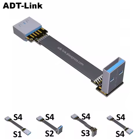 USB 3.0 Cable Flat USB Extension Cable Male to Female Data Cable Right Angle USB3.0 Extender Cord fo