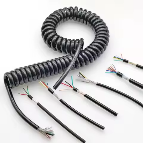PU Pure Copper Spring Wire Spiral Telescopic Cable 0.2mm Square 2 3 4 5 6 7 8 Pin Power Line Stretch