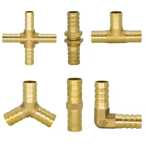 YQBS Y Cross Brass Barb Connector Hose Pipe Fitting 2 3 4 way For 4mm 5mm 6mm 8mm 10mm 12mm Hose Air