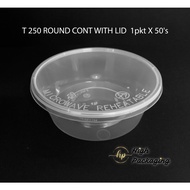 T250 Round Container with Lid/ Plastic Food Container/ Microwavable Container 50‘s