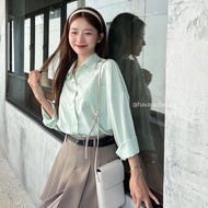 Áo sơ mi lụa ulzzang 1 túi tay dài form rộng HAVANA AO218