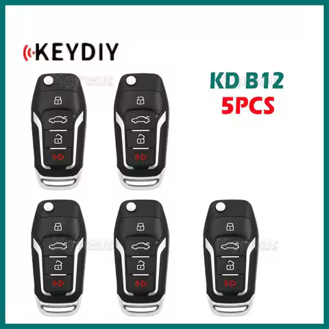5pcs Keydiy KD B12 Universal Remote Key 3/4 Buttons Car Key for Ford Style KD B Series for KD-x2 KD9