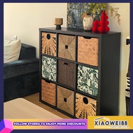 XW88 Vintage Style Bookshelf Kalek Grid Cabinet Black Nine-Grid Cabinet Living Room Sofa Side Cabine