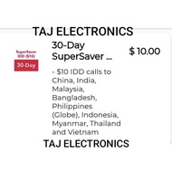 Singtel Prepaid $10 SuperSaver IDD Plan – Affordable International Calls | 30-Day Top-Up / Recharge