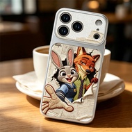 Embroidery Rabbit Fox Couple Shockproof Leather Phone Case For Samsung S25 S26 S24 S23 S22 Ultra F07