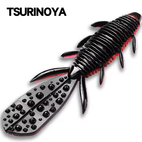 TSURINOYA Creature Baits Shrimp Soft Worm NEBULA 9.8cm 8.5g 6pcs Bass Soft Plastics Baitfish Fishing