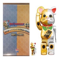 全新圓貼未開 BEARBRICK 電鍍 金銀 雙色 招財貓  400% +100%  BE@RBRICK  千萬兩 金 開運銀