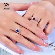 Lab-grown Ruby Sapphire 0.8CT Toi et Moi Two Stone Design Ring In S925 Sterling Silver K3979 With GR