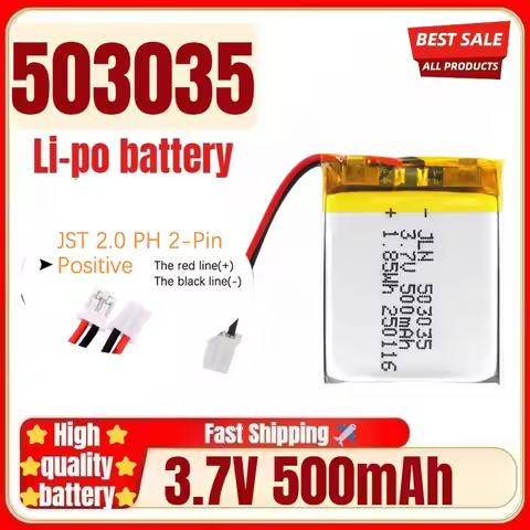 503035 Rechargeable Lithium Polymer Battery 3.7V 500mah for Car Recorder VR MP3 DVD GPS Navigationti