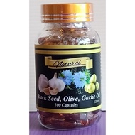 3 in 1 100Kapsul  Minyak Habbatus sauda &Minyak Zaitun&Bawang putih / 3in1 100 Capsules Black seed o