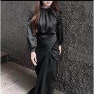 Long Dress Baju Pesta.Dress Velvet Dres satin Drees Polos Pesta Gamis Velvet Viral  Dress ikat Satin