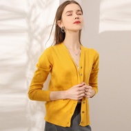 eDressU Women Cardigan Knit Jacket Outwear Office Lady V-Neck Spring Autumn Knitwear Elegant Casual 