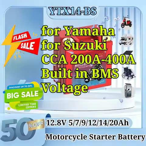 YTX14-BS 12.8V 4/5/7/9/12/14/20Ah Motorcycle Starter Battery LiFePO4 for Yamaha for Suzuki CCA 200A-