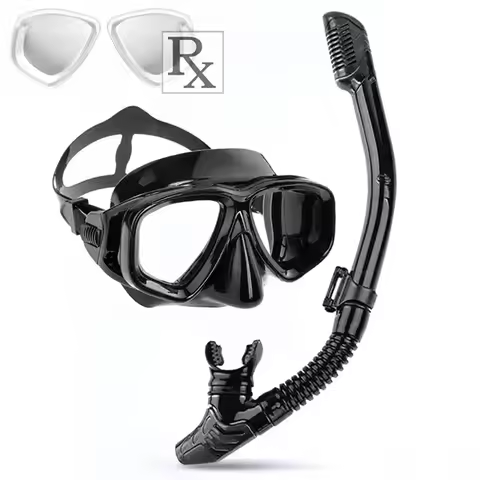 Optical Myopia Diving Goggles with Custom Diopter, Nearsighted Snorkeling Mask Set, Power Range -1.0