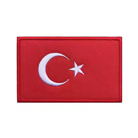 1PC Turkish Flag Turkey Armband Embroidered Patch Hook & Loop Or Iron On Embroidery Badge Cloth Mili