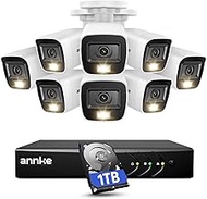ANNKE Home Wired Camera Security System, 8CH 5MP Lite H.265+ AI DVR with 1 TB Hard Drive and 8 X 108