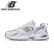 [กล่องเดิม] New Balance NB530 classic retro ดูดซับแรงกระแทก กันลื่น ทนต่อการสึกหรอและระบายอากาศได้ดีรองเท้าวิ่งต่ำสำหรับผู้ชายและผู้หญิง สีเงินสีขาว D wide
