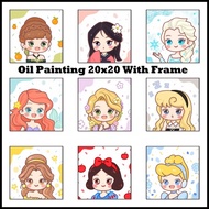 🇲🇾DIY Digital Oil Paint Cartoon 20x20cm Disney princesses Canvas Painting By Number With Frame Children's gifts 儿童卡通数字油画