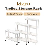 🇸🇬Kizyo Kitchen Trolley Storage With Handle Bathroom/Kitchen/Toilet Floor Storage Shelving 2/3/4 Layers Storage