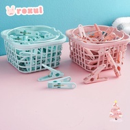 ROXUL 30Pcs Laundry Clothespin, Windproof Plastic Clothes Pegs, Small With Basket Hanging Pegs Clips