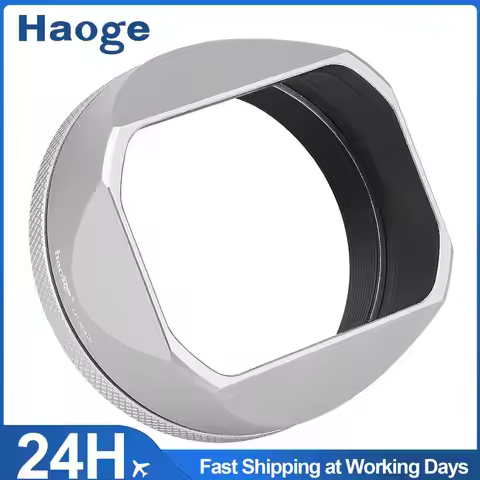 Haoge LH-X54W Square Metal Lens Hood with 49mm Adapter Ring for Fujifilm Fuji X100VI X100V Camera Si