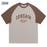 ZEKE A9201 Graphic T-shirt Lelaki Lengan Pendek Baju Men's  Embroidered Logo Raglan Sleeve T-shirt