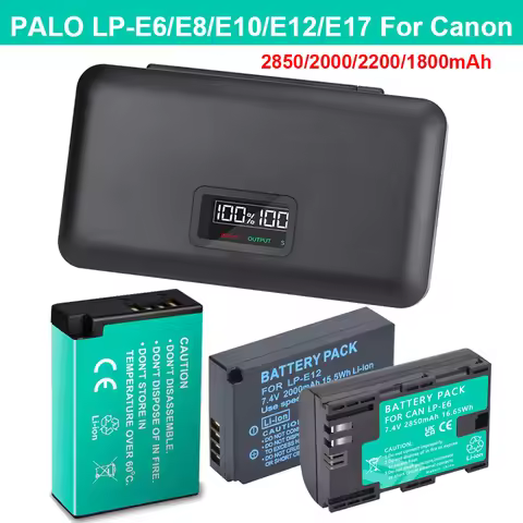 LP-E6 LP-E8 LP-E10 LP-E12 LP-E17 E6 E17 Battery+LCD Charger Case for Canon EOS 6D 7D 5D M50 EOS M100