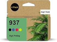937 Ink Cartridge Use for OfficeJet Pro: 9120e 9123 9130e 9720 9730 9110b 9120b 9130b Printers (4-Pa