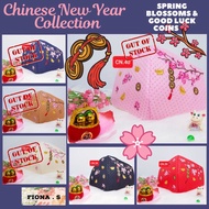 [Fiona.S] Embroidered Reusable Mask, Chinese New Year CNY Collection Spring Blossoms Lucky Coins, 6-