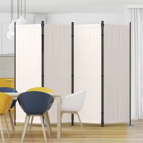 4-Panel Room Divider with Metal Feet, 88" Wide Portable Privacy Screen for Office, Bedroom, or Child