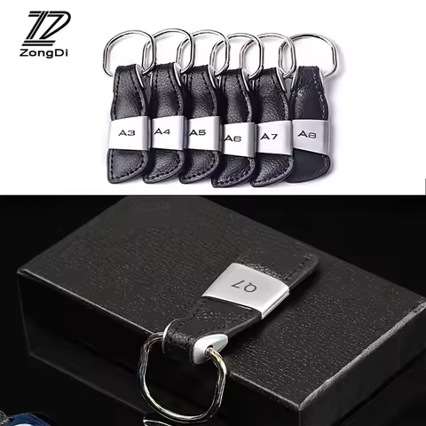 Leather Car Logo Keychain for Audi A3 A4 A5 A6 A7 A8 Q3 Q5 Q7 B5 B6 B7 B8 B9 C5 C6 C7 TT 8P 8V 8L 10