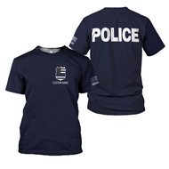 Personalized Name Police USA Flag Patriotic Police T-Shirt, Custom Name Police T shirts for Men and 