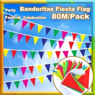 80Meter Colorful Fiesta Flag Plastic Triangle Flags Party Decorations irthday Wedding Festival