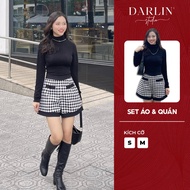 DARLIN’ HOUNDSTOOTH SET - 2-piece women's clothing set including Tight Top and Pants with outstandin