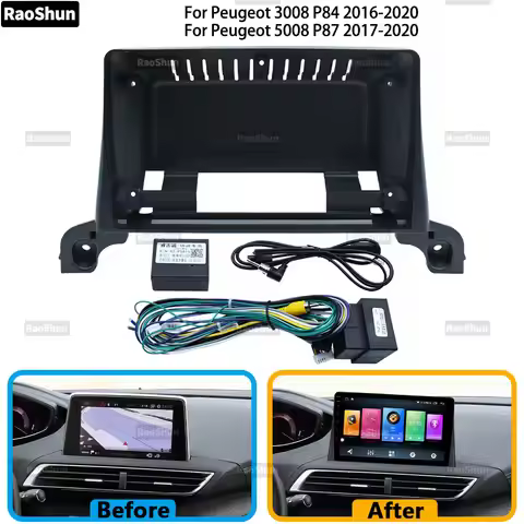 Car Android Radio Stereo Multimedia Screen Frame Fascia For Peugeot 3008 P84 5008 P87 2016-2020 Harn