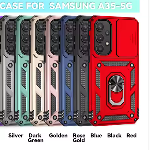 For Cover Samsung A35 Case Samsung Galaxy A35 5G Capas PC Shockproof Armor Slide Camera Lens Ring Ho