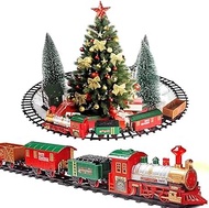 PUSITI Classic Christmas Train Set with Lights and Sounds Railway Tracks Sets Battery Operated Locomotive Engine and 11.5 Ft Tracks Playset for Under The Tree Electronic Toys Gift for Kids