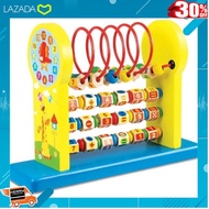 [ ผลิตจากวัสดุคุณภาพดี Kids Toy ] Babies Books Toys 3-in-1 ขดลวดสิงโต ลูกปัดบวกลบเลขและนาฬิกา ทำจากสีที่ปลอดภัย สีสันสวยงามน่าเล่น ของเล่นไม้เสริมพัฒนาการ [ ของเล่นเสริมทักษะ Kids Toy ].