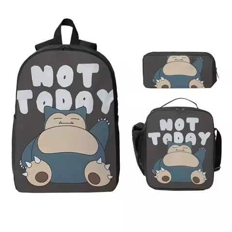 Snorlax Pocket Monster Cartoon Backpack Student Boys Girls BookBag School Bag Shoulder Bags 3ps Insu