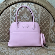 Hermes 3Q Rose Sakura櫻花粉Swift皮銀釦Bolide 27 手提斜背包