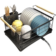 Black Stainless Steel Drain Rack Household Kitchen Dish Rack Double-layer Storage Rack