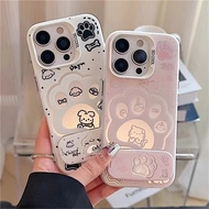 Phone Case with Cute Puppy Paw Pattern and Mirror Function, Compatible with For Redmi 15 15C 14C A3 