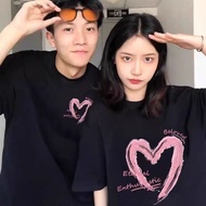 [Ready Stock] Pure Cotton Couple T-Shirt - Love Heart Design for Men & Women 6191