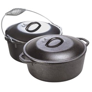Lodge Cast-Iron Dutch Oven with Dual Handles 5-Quart - Regular L8DOL3 | Wire Bail Camp Cooking 17L8DO3