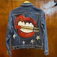 DWATCHCO | HAND PAINTING DENIM JEANS JACKET BY STHIRA UNROLLING STONES