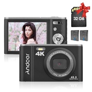 Andoer Portable Digital Camera 48MP 4K 2.8-inch IPS Screen 16X Zoom Self-Timer 128GB Extended Memory