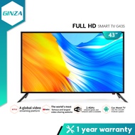 GINZA Smart TV 43 Inches Full HD TV Flat Screen 1080p Smart TV  Lowest Price Android 9.0