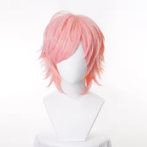 Anime Yarichin Club Ayato Yuri Cosplay Wig Pink Short Heat Resistant Synthetic Hair Adult Men Women 